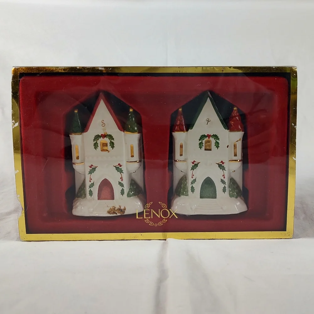 Lenox Holiday Castle Salt & Pepper Shakers